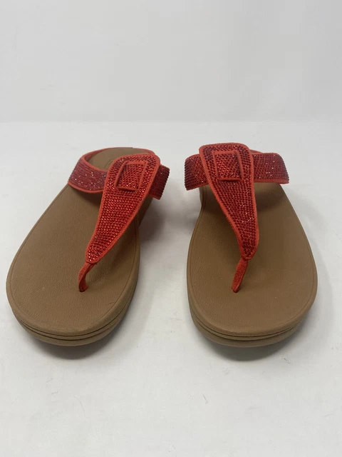 FitFlop Isabelle Toe Post Crystal Sandal Red New with Tags Size US 8 2