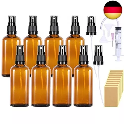 Braunglasflasche 100ml 8 Stück Apothekerflasche Sprühflasche Glas Klein Z