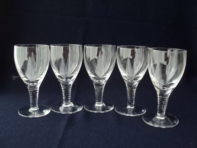 Stuart Crystal Woodchester Fern Port Sherry Glasses X 5 Signed