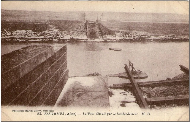 H35 / Dept 02 Cpa Essommes Sur Marne Pont Detruit 1914 Neuve Non Voyagee Voir Do