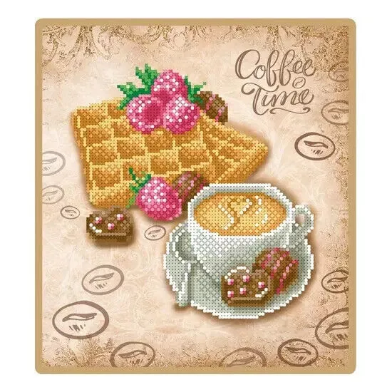 Kit de bordado de cuentas café DIY Craft Kit estampado Bead Needlepoint t-1258