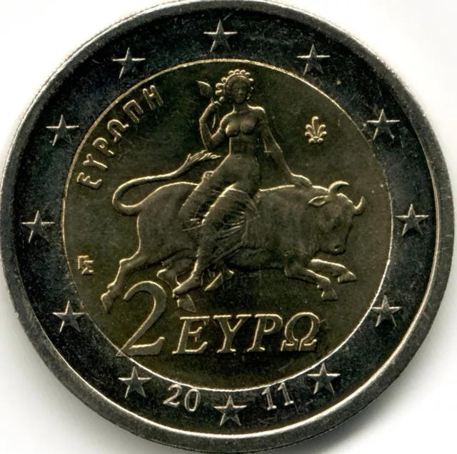 2 Euro 2011 Griechenland Kursmünze "Stier", nur aus KMS, unzirkuliert, rar