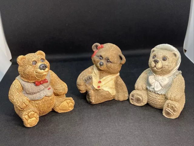 Stone Critters Mrs Mr And Bonnie Bear United Design Made USA 1980 Lot 3