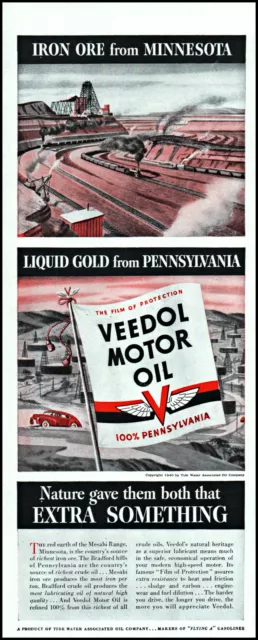 1940 Minnesota iron ore Veedol Motor Oil Pennsylvania vintage art print ad L33