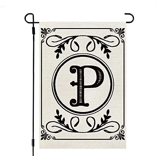 Monogram Initial Letter P Garden Flag 12X18 Inch Double Sided