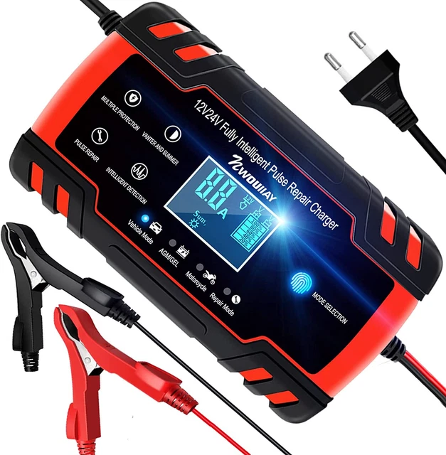 Chargeur De Batterie Voiture Moto Camion Charge Rapide Auto Réparation 8A 12/24V