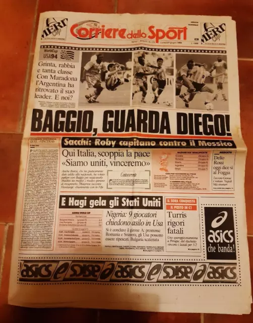 Roberto Baggio / Maradona (Mondiali Calcio Usa 94) - Corriere Sport 1994