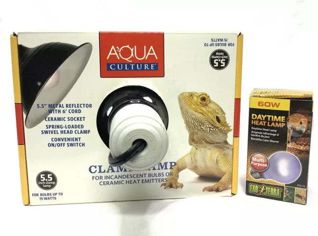 Aqua Culture Repta-clamp Lamp 75 Watt 5.5 Inch Ceramic With Switch 60 Watt Bulb