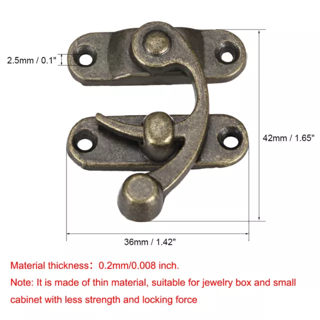 2pcs Vintage Lock Clasp Right Latch Hook Hasp Swing Arm Latch Plated 2