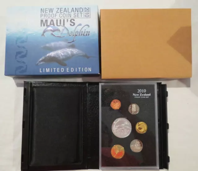 Maui's Dolphin 2010 Proof Coin Set Limited Edition Sealed New Zealand Boxed Mint