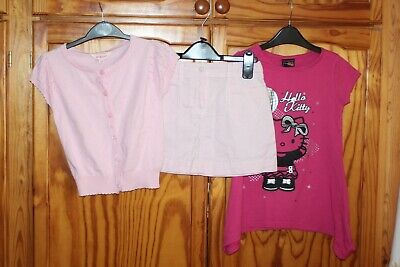 Girls Hello Kitty Top Skirt And Cardigan Age 5-6 Years