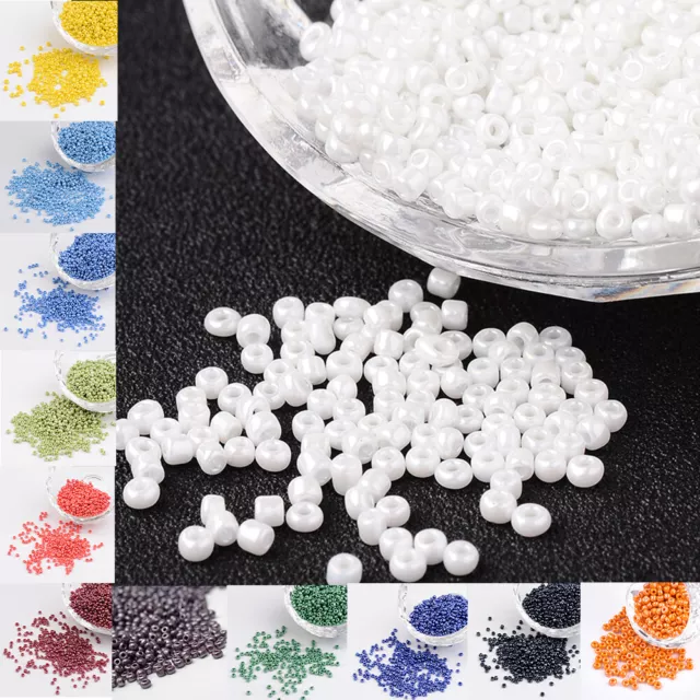 3304pcs/50g Opaque Colors Lustered Glass Tiny Beads Round Loose Spacer Craft 2mm