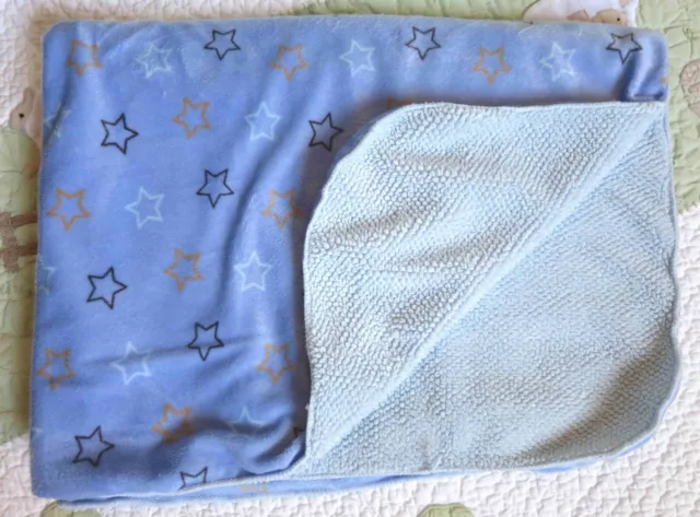 Just One You Carter's Stars Blue Polyester Plush & Sherpa Baby Boy Blanket EUC