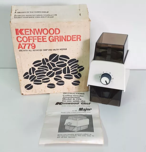 Kenwood Chef A779 Macinacaffè vintage in scatola bianca con istruzioni