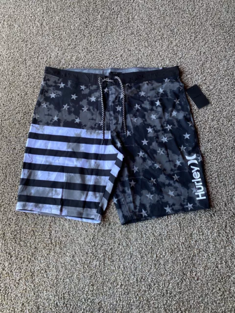 Hurley Phantom Board Shorts Mens 38 Gray Drawstring Casual Stretch USA Men