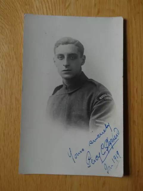 WW1 Signed Real Photo Postcard of Royal Flying Corps Airman Percy C Shepherd