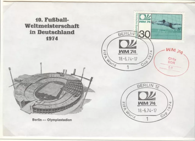 Germany W.C. soccer Munich 1974 cover Berlin 18-6-74 Chile 1 : DDR 1