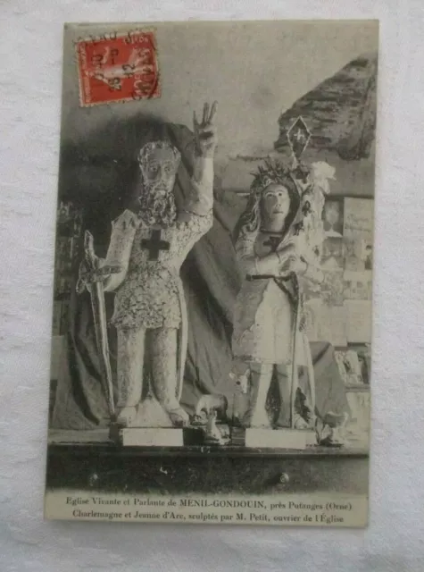 Cpa Orne 61 Mesnil Gondouin Environs Putanges Sculpture Charlemagne Jeanne D'arc