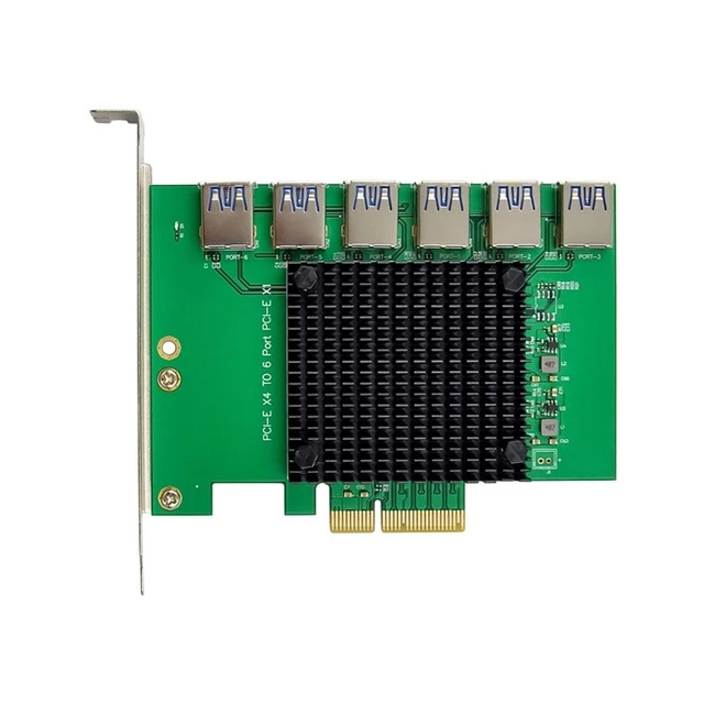 PCIE 1 to 6 PCI for  X4 PCI-E  Adapter Card PCIE Slot 4X to 1X USB 3
