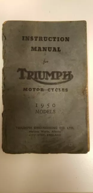 Manuale Di Istruzioni Per Moto Triumph Originale Vintage Per Modelli 1950