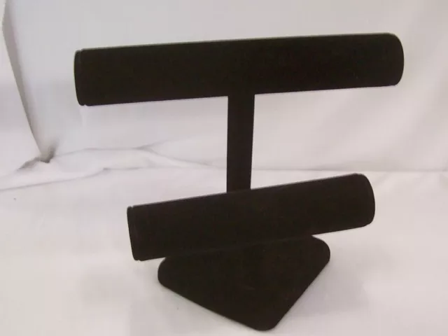 Store Display Fixtures DOUBLE BAR NECKLACE/BRACELET JEWELRY DISPLAY Black Velvet