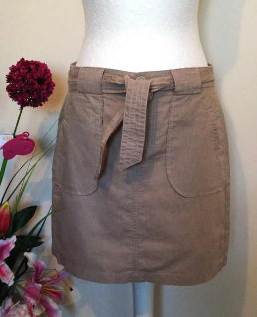 Jupe Mango En Lin Midi Taille 38 - Couleur Taupe Beige, Style A-Line, Occasion Très Bon état