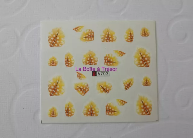 Nail Art - Stickers pour Ongles Water Decal Motifs Plumes Réf. A702