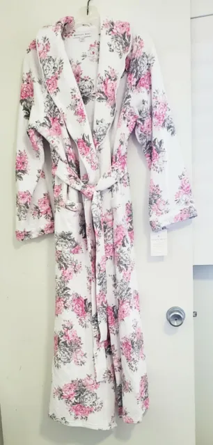 Eileen West Womens Quilted Long Sleeve Ballet Wrap Robe Rose Print Sz S/M-NWT