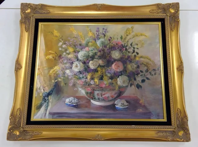 Art by Elizabeth Parsons "Summer Flowers" oil painting antique victorian CS Y07