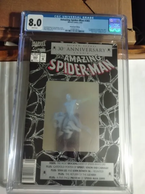 The Amazing Spider-man #365 8/92 CGC 8.0 White Pages Brnd Nw Slab Read Shippin $