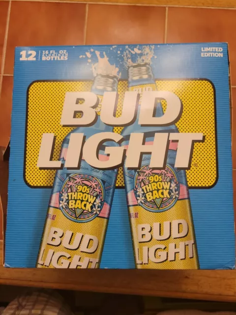 Bud Light 90's Throw Back Empty Aluminum Bottle 12 Pack