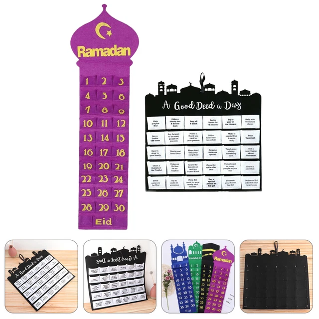 2 piezas Ramadán Colgantes Cuenta atrás Calendario Festival Decoraciones Colgantes