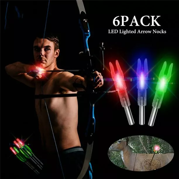 6/12Pc Automatic LED Shooting Archery Arrows Lighted Nocks 6.2mm Arrow Nock Tail