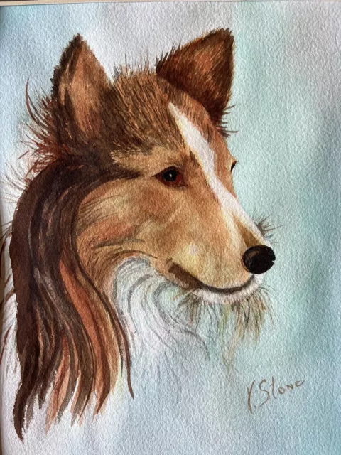 Watercolor Collie Painting Dog Realism Original Artwork Pet Portrait