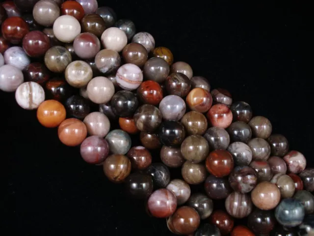 Gemstone Beads Wood Fossil 8mm Round Beads 38cm Strand DIY Bracelet FREE POSTAGE