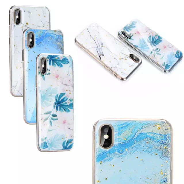 FÜR SAMSUNG GALAXY A41 -  Marmor Marble Glitzer Brokat Tasche Handy Hülle Case