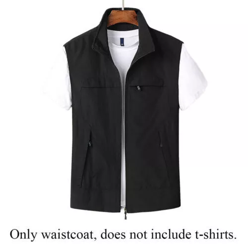 Mens Multi Pocket Vest Zipper Gilet Jacket Hiking Hunting Fishing Waistcoat Top