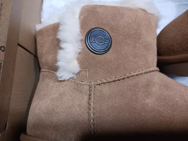 Women UGG Mini Bailey Snaps II Boot Chestnut Suede Upper 100% Sz 9.0 New In 📦 2