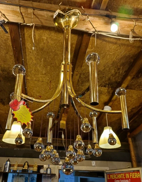 Lampadario anni 60/70 disegnato e prodotto da Gaetano Sciolari