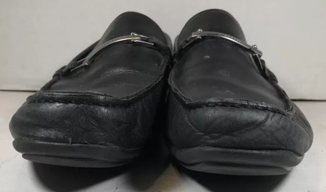 HUGO BOSS Size 11.5 Doster Black Leather Slip On Loafers 2