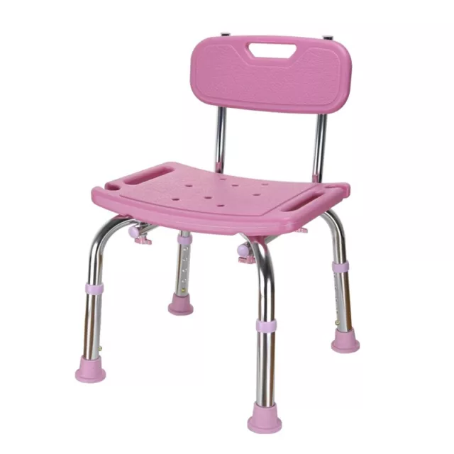 Pink Adjustable Height Shower Chair Bathtub Anti-slip Seat Non-tool assembly