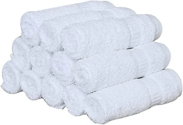 Washcloth 12x12 Kitchen Towels Set White Premium Cotton Bulk Pack 12,24,48 Towel