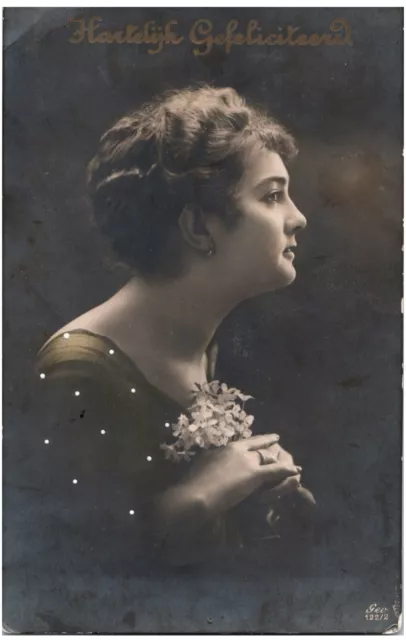 Beautiful Dutch Lady Profile.vtg Undivided Back Real Photo Postcard Rppc*B21