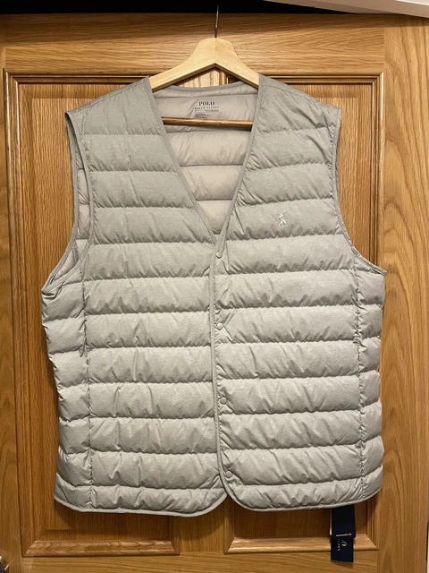 Men’s Polo Ralph Lauren Duck Down Gilet Body warmer Grey SizeXL Extra Large BNWT