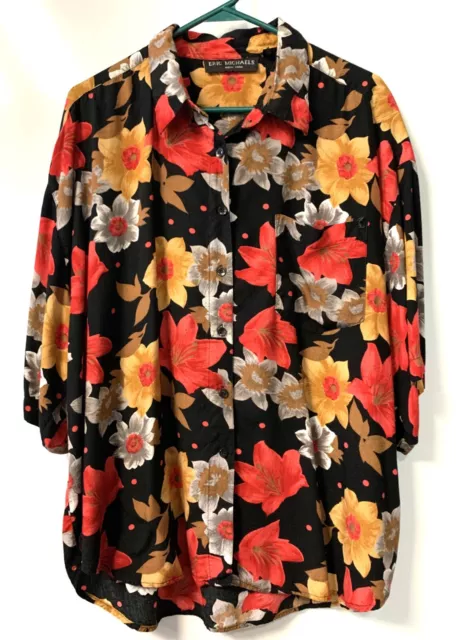 Eric Michaels NY Women's Size 2X Floral Blouse Shirt