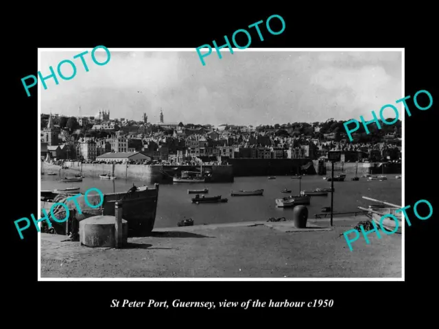 OLD LARGE HISTORIC PHOTO ST PETER PORT GUERNSEY VIEW OF THE HARBOUR c1950 1