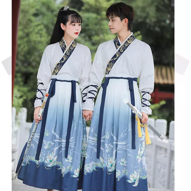 Chinese Song Hanfu Inner Wear Robe Dress White Ming Dynasty Men Women  Sleepwear