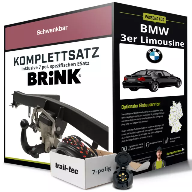 Für BMW 3er Limousine Typ E90 Anhängerkupplung schwenkbar +eSatz 7pol 05- NEU