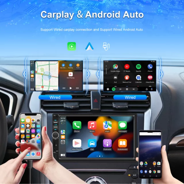 Apple Carplay 7" Autoradio Android Auto Double Din Touch Screen Stereo Bluetooth 3