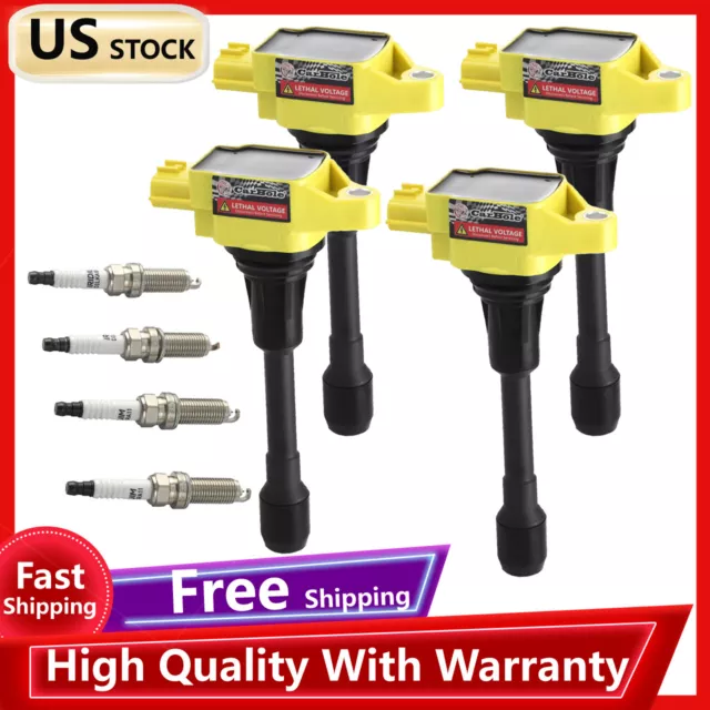 4 Ignition Coil + 4 Spark Plug For Nissan Altima Cube Rogue Infiniti FX50 UF549